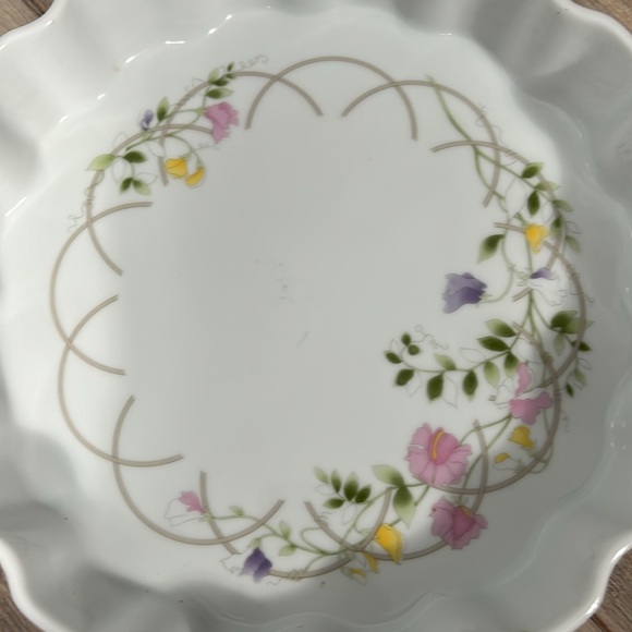 Stafford 1986 Porcelain Meadow Flowers Pie Plate Quiche Dish Ovenware Porcelain - Picture 2 of 11